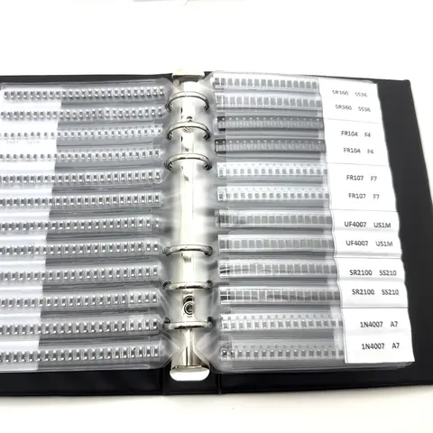 Rectifier Diode Sample Book SMD SMA Assortment Kit 33 Values Schottky Diodes M1 M4 M7 SS12 SS14 SS16 SS24 SS34 SS36 SS110 SS210