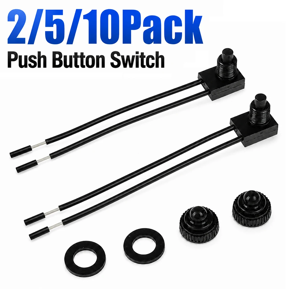 2/5/10Pcs KP107 Waterproof Self-locking Push Button Switch 3A 250V ON-OFF Switch With Wire for Car Motorcycle RV ATV Boat