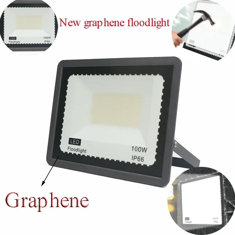 New Graphene Ultra-thin 10W 20W 30W 50W 100W LED Flood Light 220V Floodlight Spotlight IP66 Waterproof Outdoor Garden Lamp Light