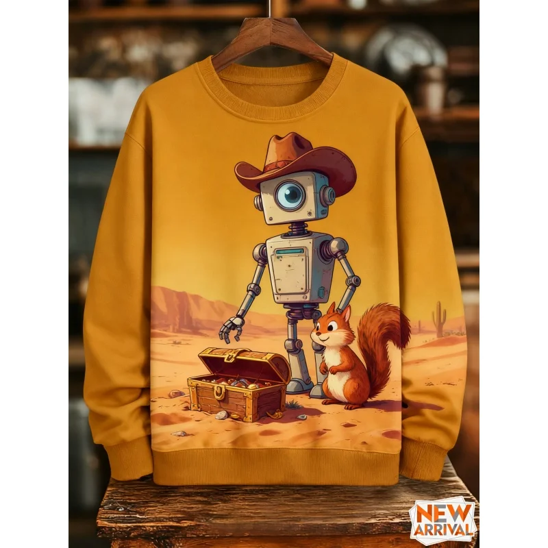 3D Printed Hedgehog Robot Sweatshirts For Men Women Fantasy Cat Dog Pattern Long Sleeve Tops Casual Pullover Round Neck Hoodies