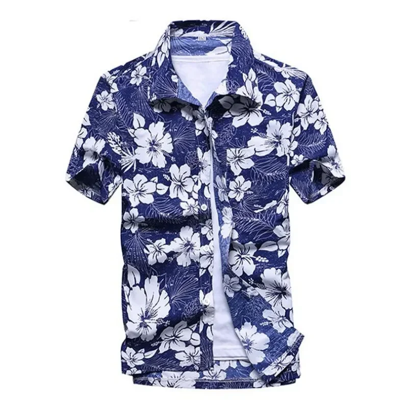 Hawaiian Men‘’s Shirts Short Sleeve Casual Collar Summer Button Coconut Tree Print Beach Floral Fashion Vintage Clothing S-5XL