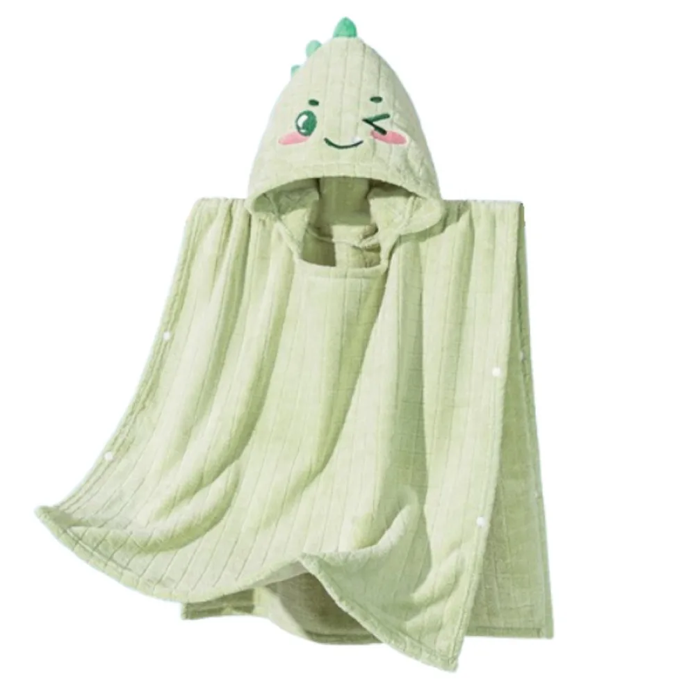

Cartoon Dinosaur Baby Bath Towel Coral Velvet Quick-Drying Hooded Bathrobe Water Absorption with Hat Infant Bathrobe Boys Girls