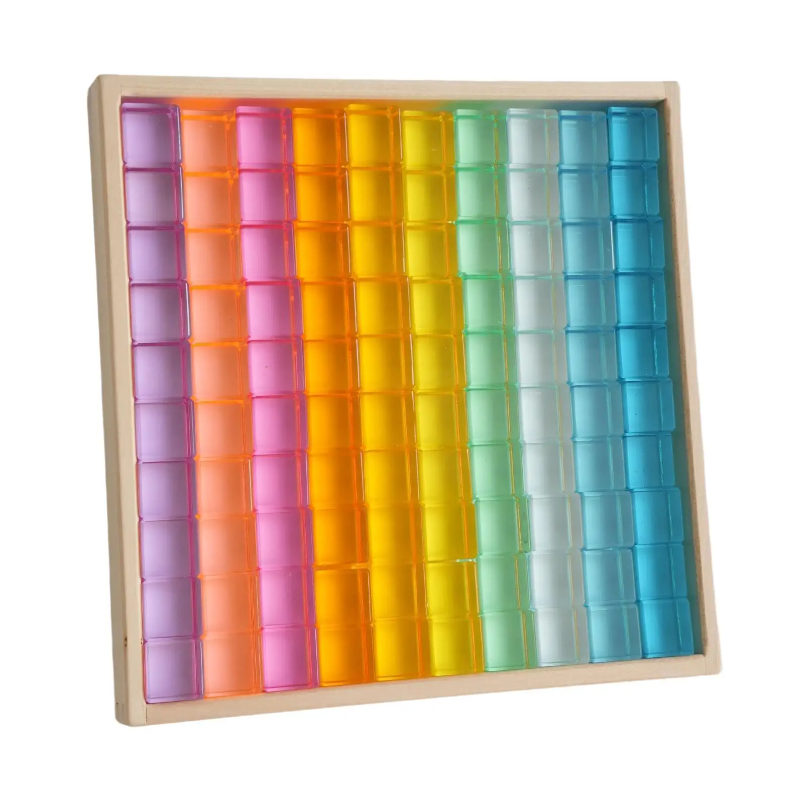 Childrens Rainbow Cube Blocks Set 100 Pieces Acrylic Building Toys for Kids 4-7 Educational Sensory Stacking Montessori