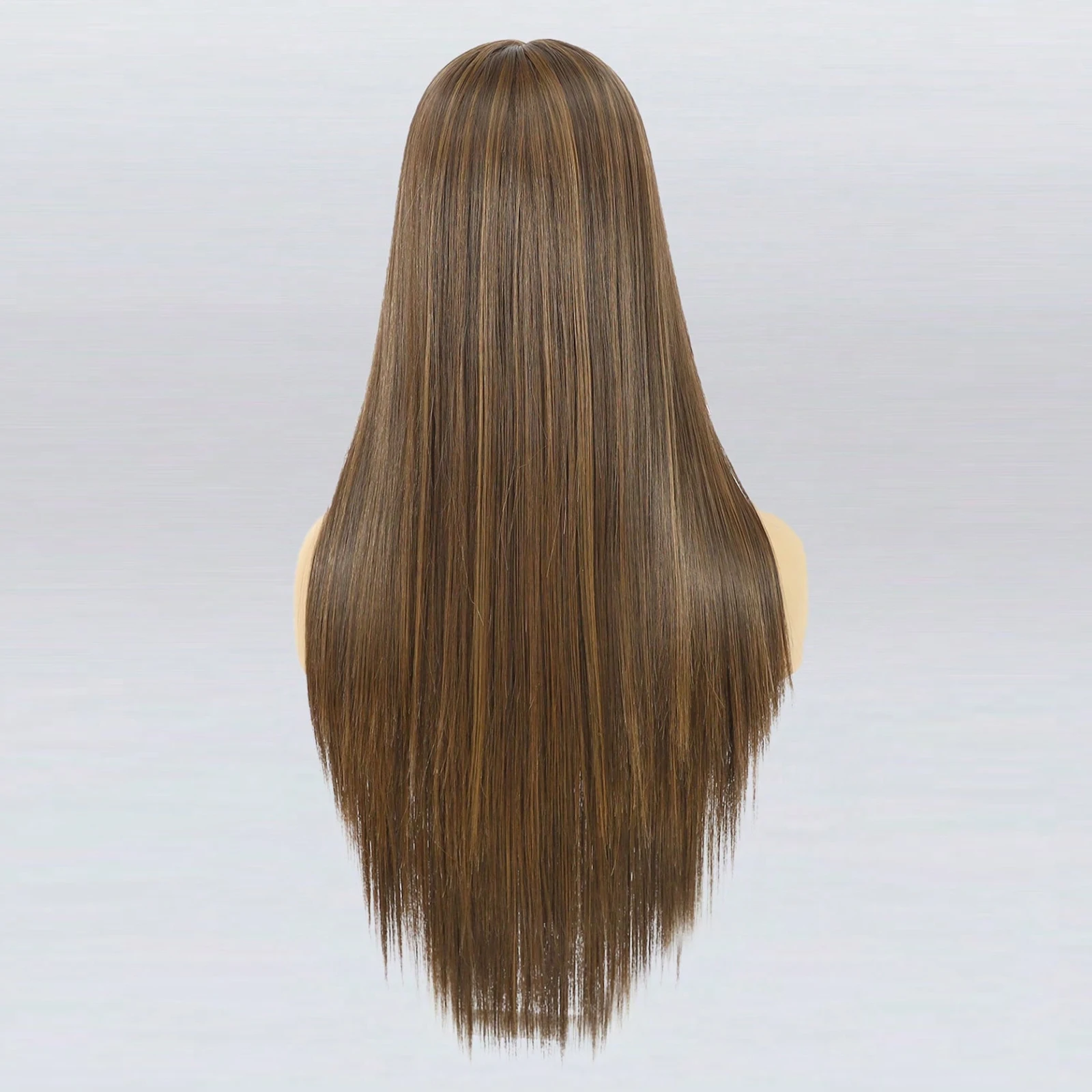13*6*1 Lace Ombre Brown Synthetic Straight Wig, Women's European American Style, Long Silky Full Wig for Daily & Work