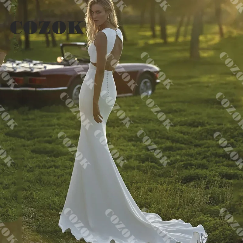 Sleeveless Sweetheart Backless Wedding Dresses 2024 White Mermaid Floor-Length Bridal Gowns Robe De Mariée Custom Z87Z