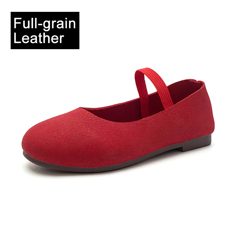 

Обувь из коровьей кожи для девочек на весну и осень. Детские балетки на мягкой подошве. Детские туфли Мэри Джейн на плоской подошве. Большие размеры.