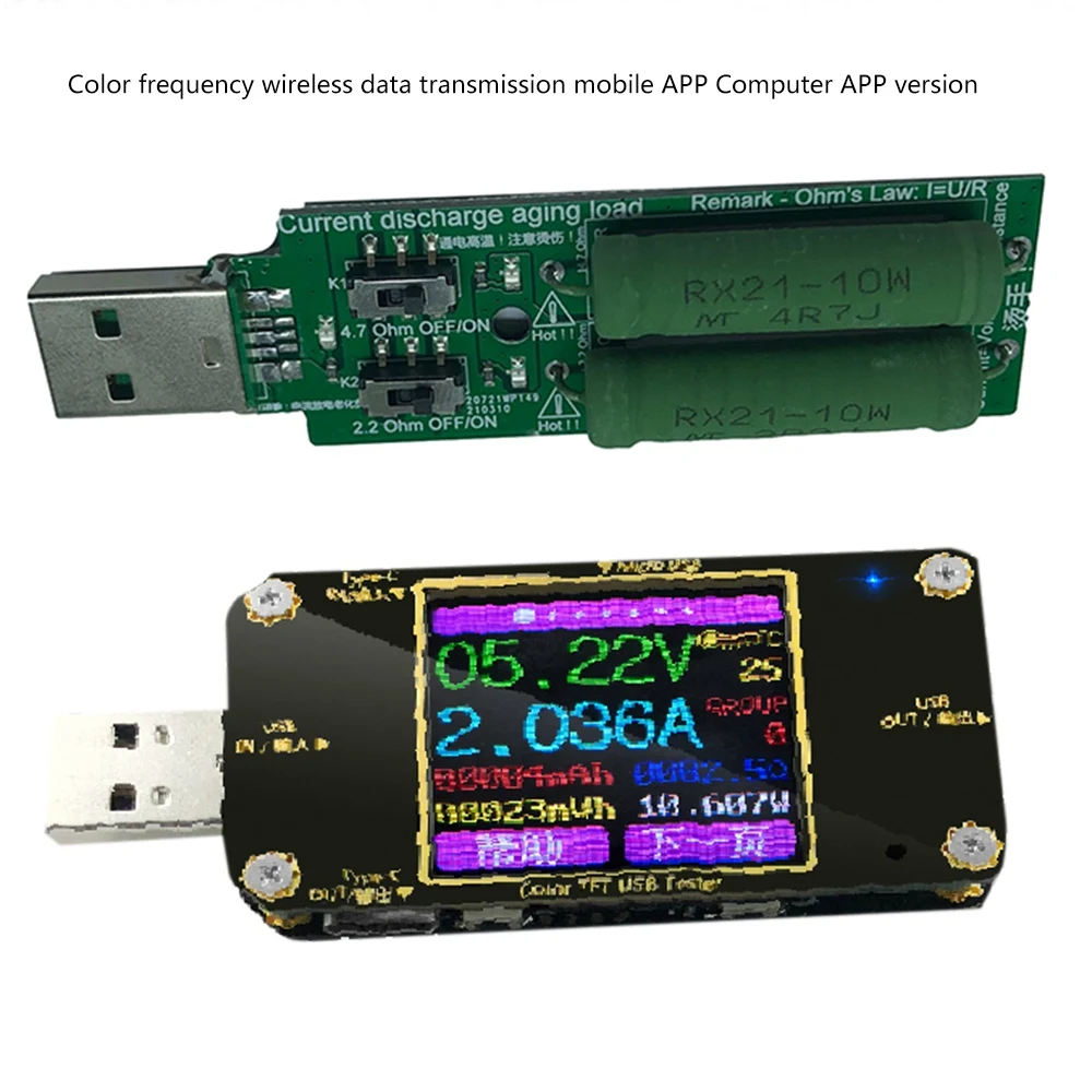 Detector USB Multifuncional Tipo C com Display Digital, Instrumento de Medição de Capacidade, Medidor de Tensão e Corrente, Pd
