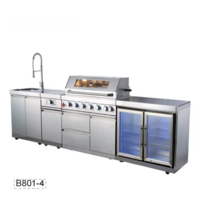 Premium Korean Modern Outdoor Stainless Steel BBQ Grill Kitchens Foldable 8 Burner Gas Fuel Smokeless Camping Parties New