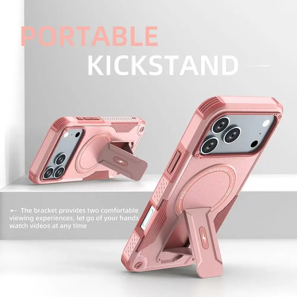 Funda de teléfono magnética con soporte plegable Invisible para iPhone 17 Pro Max 16 Plus 15 14 13 12 11, cubierta a prueba de golpes de Color de colisión