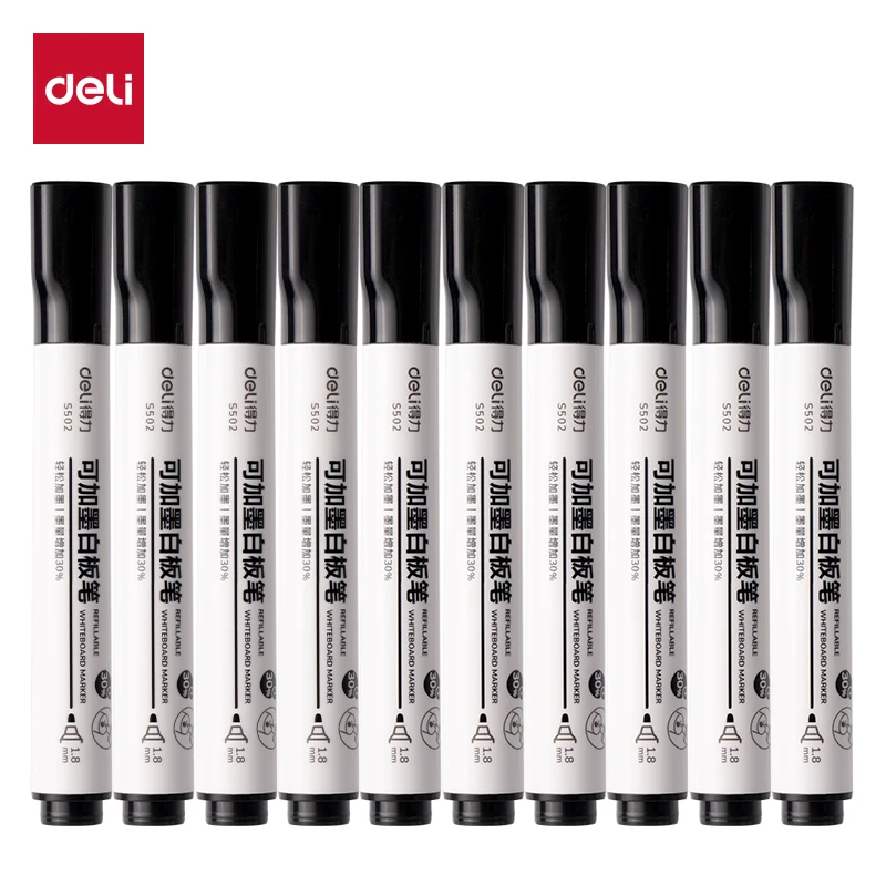 

10/20PCS Deli S502 Can Add Ink Whiteboard Pen Easy To Wipe Teaching Conference Pens Office And Learning Stationery Supplies