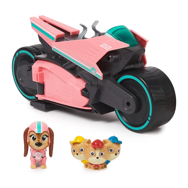 Original Paw Patrol Mighty Movie Liberty & Poms Vehicles Rescue Car with cats Action Figure Boy Girl Children Birthday Gift