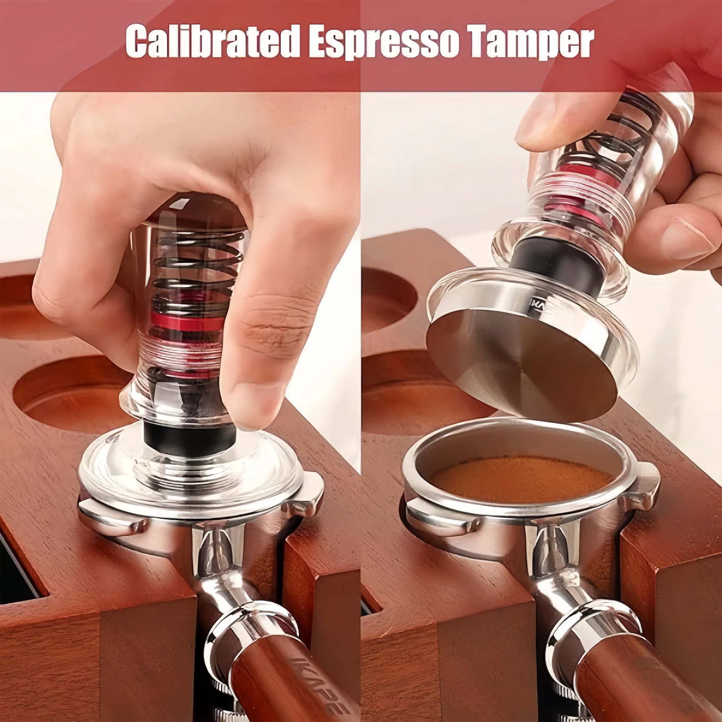 

IKAPE 49mm 51mEspresso Tamper Premium Calibrated 30lb Spring Loaded Stainless Steel Ground Tamper For Barista Coffee Accessories