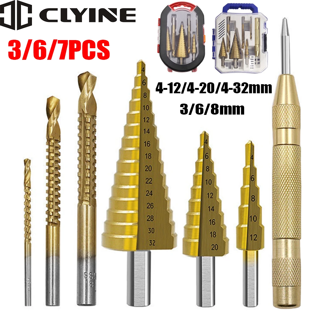Hss Straight Groove Step Drill Bit Grupo Revestido de Titânio Madeira Abridor de Furos de Metal Núcleo do Cortador 312 4-12 420 mm