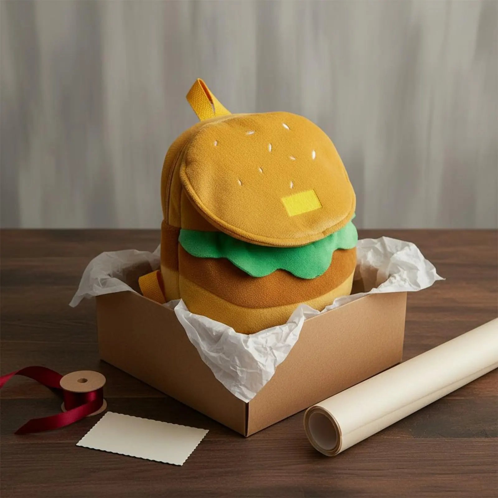 

Sandwich Backpack Novelty Design Soft Burger Rucksack Cheeseburger Backpack Lightweight Round Burger Daypack for Children