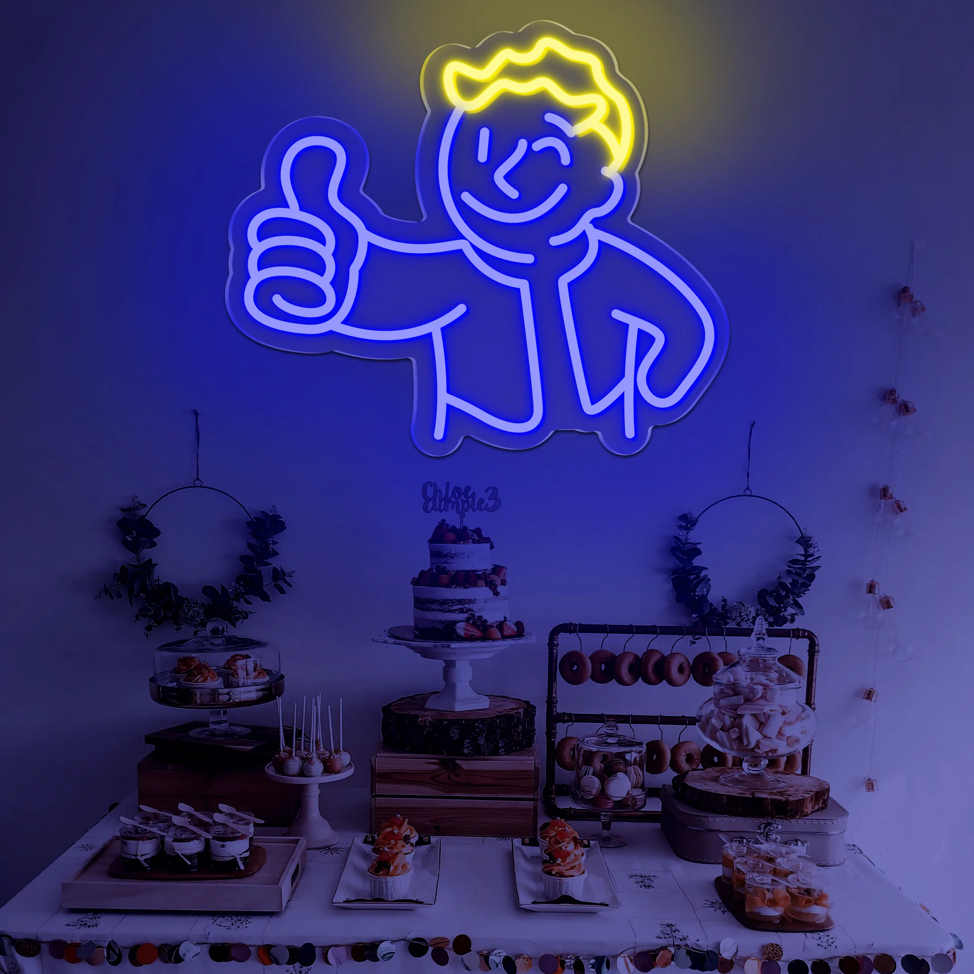 Vault Boy Neon Sign Fallout Merchandise LED Neon Signs for Wall Decor Dimmable for Man Cave Game Room Decor USB Powered