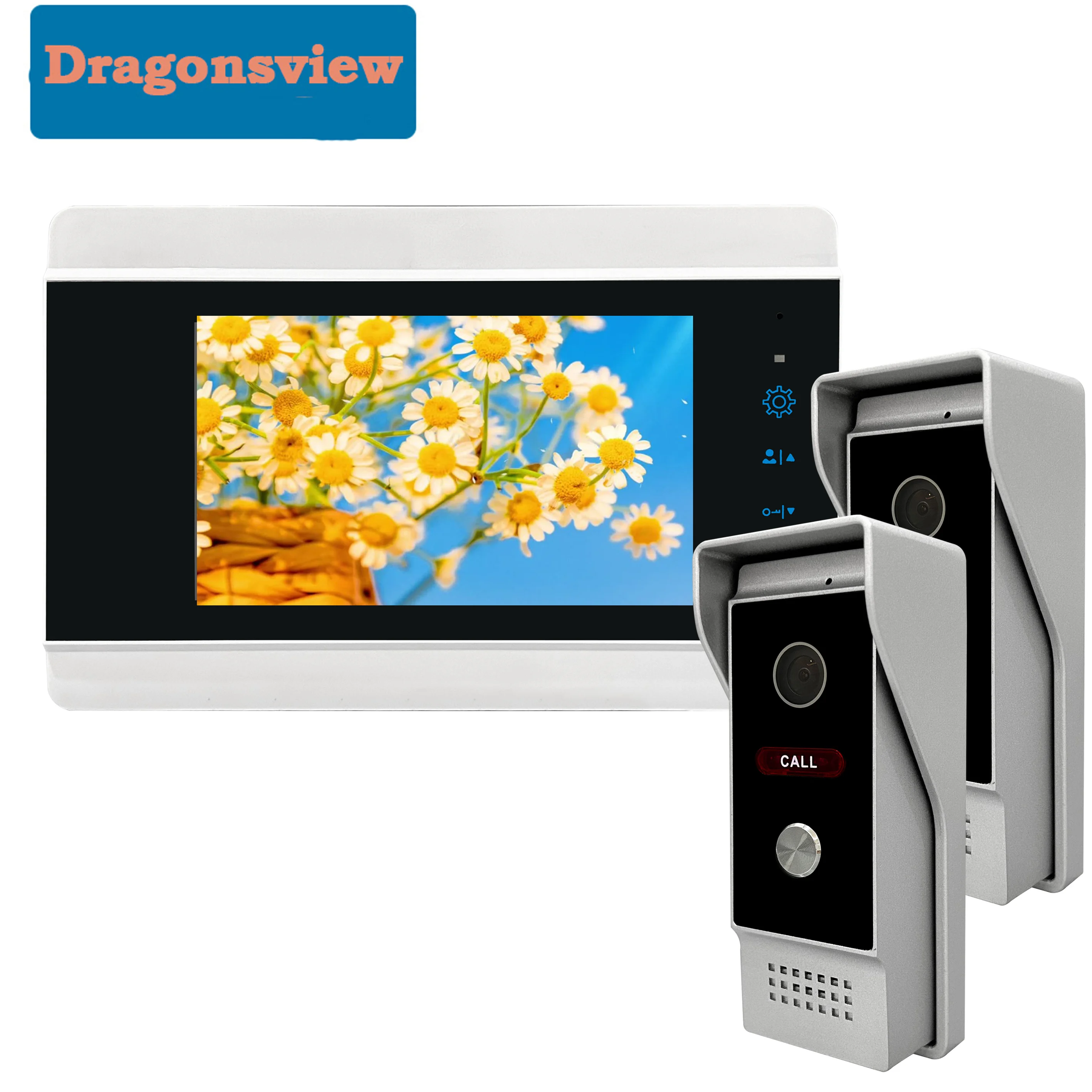 Dragonsview-Video Door Phone Intercom, Monitor Interior, Câmera de Painel Exterior, Visão Noturna com Fio, Desbloquear Falar Múltiplo, 7 ", 1080P