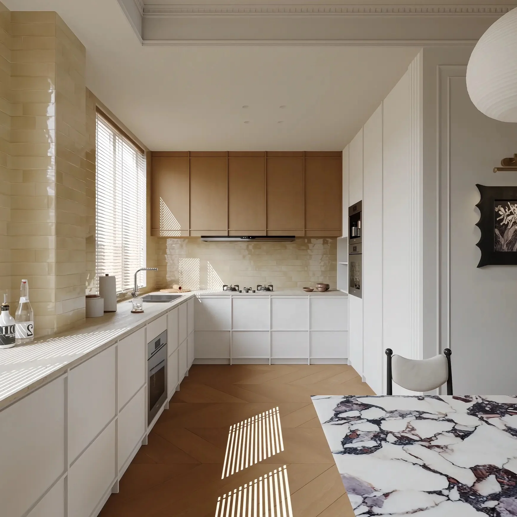 

Многослойная кухонная система хранения для всего дома, вместительная деревянная система хранения, простой дизайн, воздухопроницаемый шкаф, элегантный внешний вид.