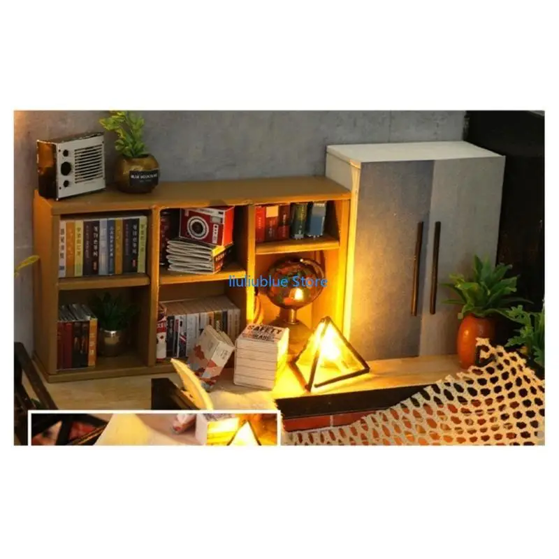 DIY Dollhouse Miniature พร้อมเฟอร์นิเจอร์ Mini House Craft ของขวัญสำหรับวัยรุ่น 62CF