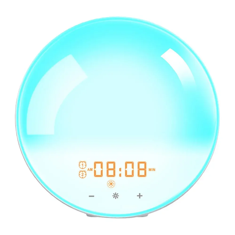 Smart Wake-Up Light Weekday Alarm Clock With 7 Colors Wall Electronic Watch Digital  Moment Bedroom Decoration Table Desk