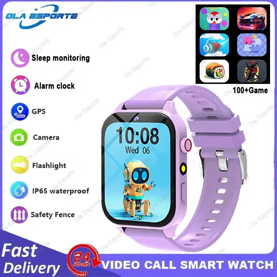 100+ Game SmartWatch Kid Kind HD Scherm Verlichting Muziek Smart Horloge Jongen Meisje Gift Kinderen Smartwatch Voor IOS Android 2025 Nieuwe