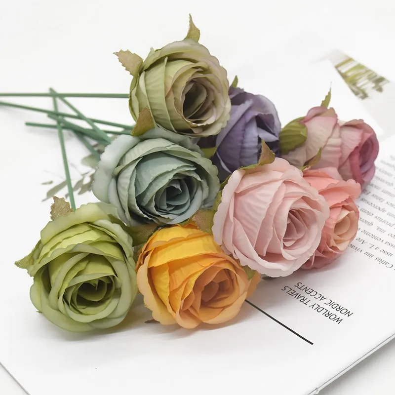 Künstliche Blumen Silk Rose Hause Hochzeit Dekorative Pflanzen Diy Geschenke Candy Box Herbst Dekoration Handwerk Anordnung Weihnachten – Detail 2