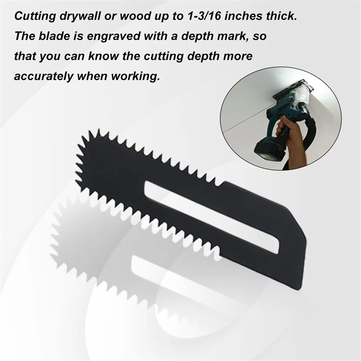 A002 10Pack Drywall Cut-Out Saw Blades for Cordless Cut-Out Saw, Cuts Drywall Up to 1-3/16 Inch Thick (Depth Markings)