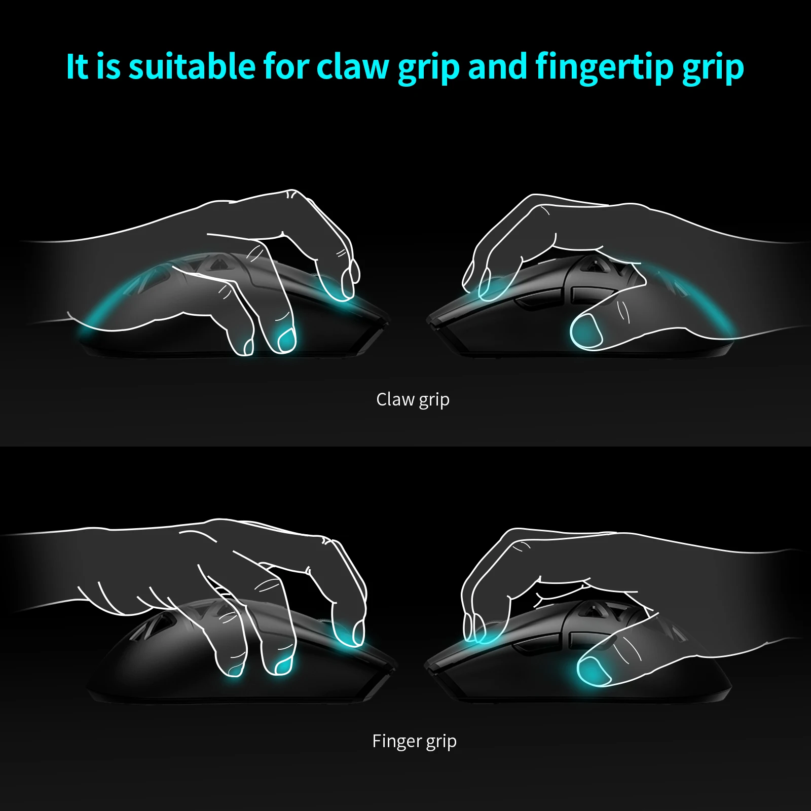 RAWM SL01C Wireless Lightweight Gaming Mouse, 3-Mode Connection, 600mAh Rechargable Battery, 7 Programmable Buttons