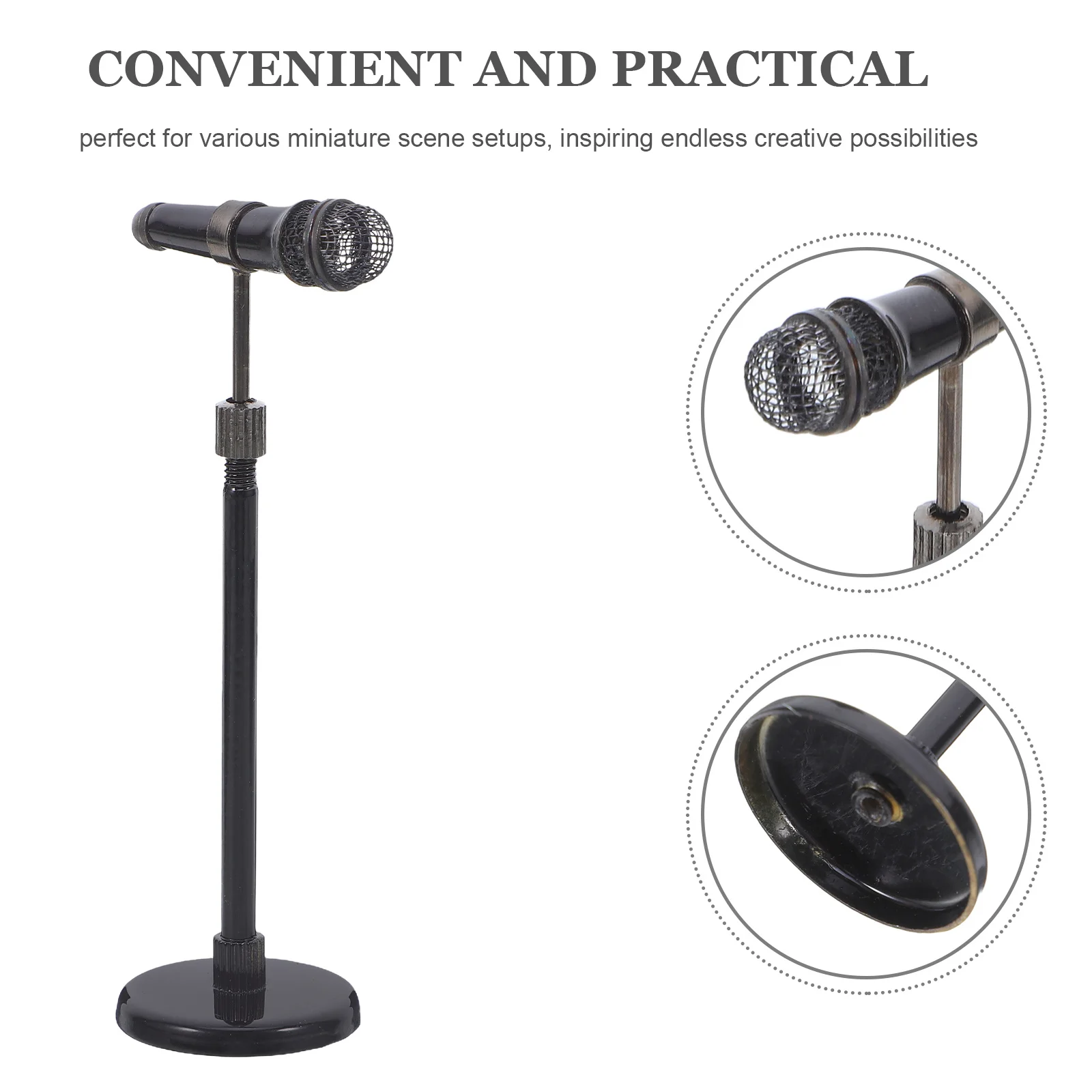 ميكروفون مصغر على الطراز القديم، ميكروفون معدني مقلد لديكور بيت الدمى للأطفال، هدايا حفلات الموسيقى