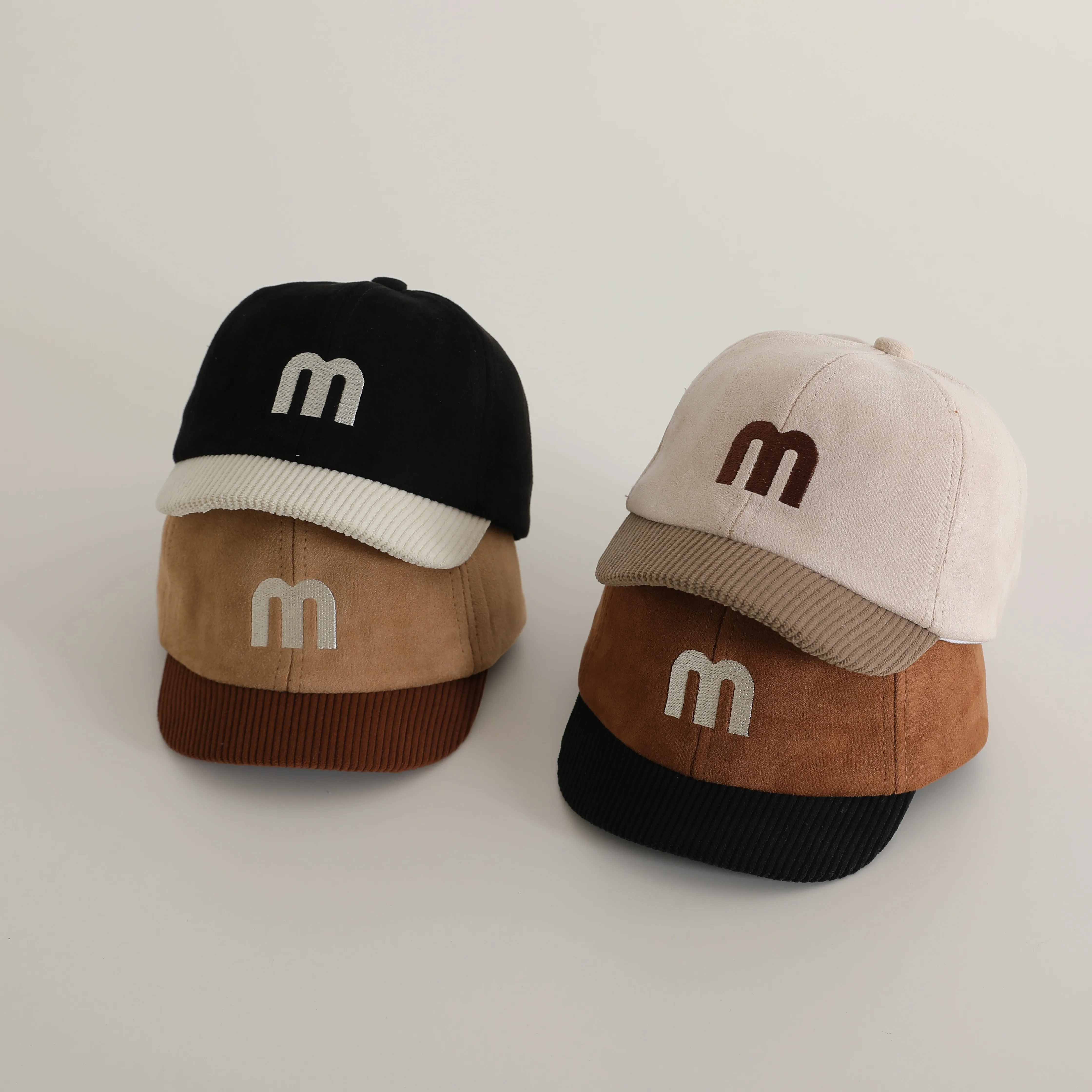 Fashion Kids Short Brim Baseball Cap Korean M-letter Children Peaked Caps Solid Color Baby Duck Tongue Hat Boys Girls Sun Visors