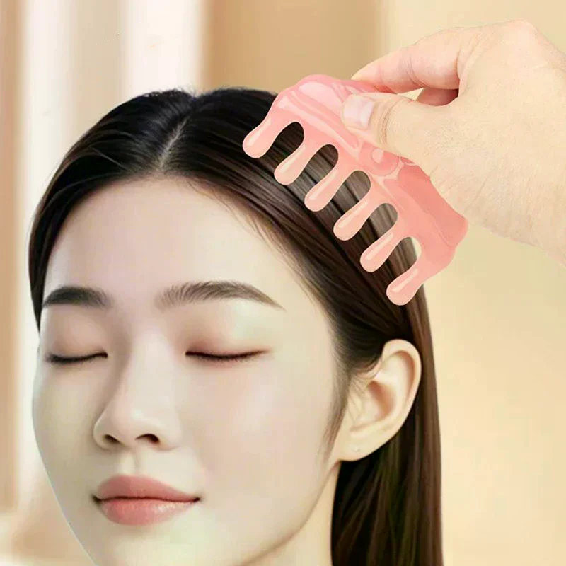 

1pcs Meridians Massage Comb Six Teeth Resin Material Handless Male And Female Scalp Meridians Comb Round Head Comb Teeth Daily