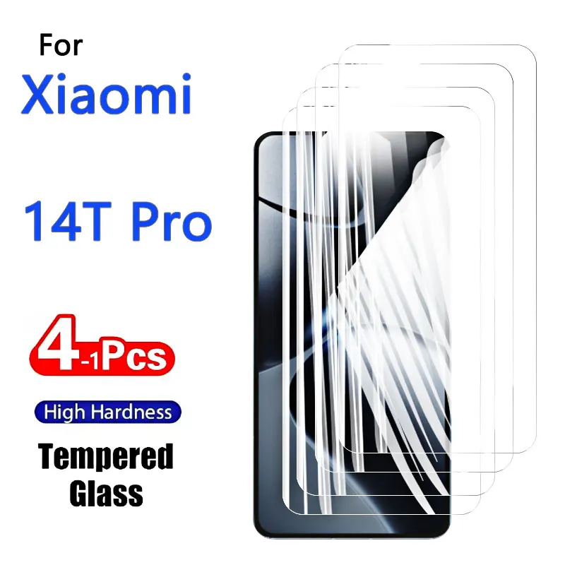 1–4 Stück Displayschutzfolien für Xiaomi 14T Pro, gehärtetes Glas, HD-Kristall, hohes Aluminium, kratzfest, 6,67 Zoll, Fingerabdruck