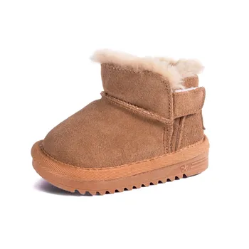 Dimi 2023 Winter Warm Baby Laarzen Jongen Meisje Peuter Schoenen Echt Leer Waterdicht Antislip Pluche Kinderen Snowboots t22110