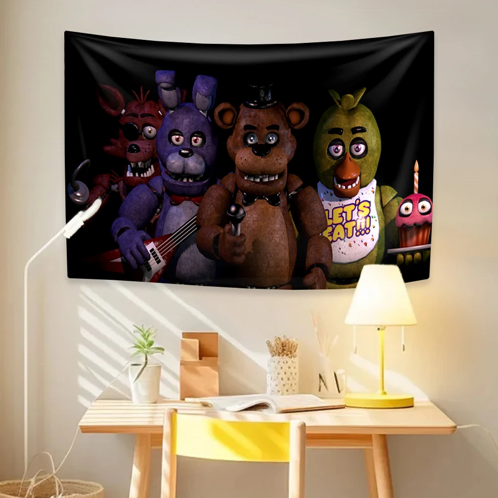 Classic Bear Game Tapestry Fnaf Prints Large Fabric Home Decor Wall Hanging Bedroom Living Room Background Friends Gift