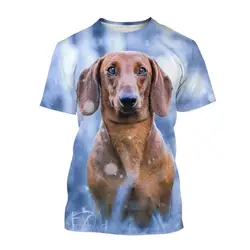 Summer Dachshund Dog 3D Print T-Shirts Streetwear Men Women Fashion Oversized Short Sleeve T Shirt Kids Tees Tops Clothing