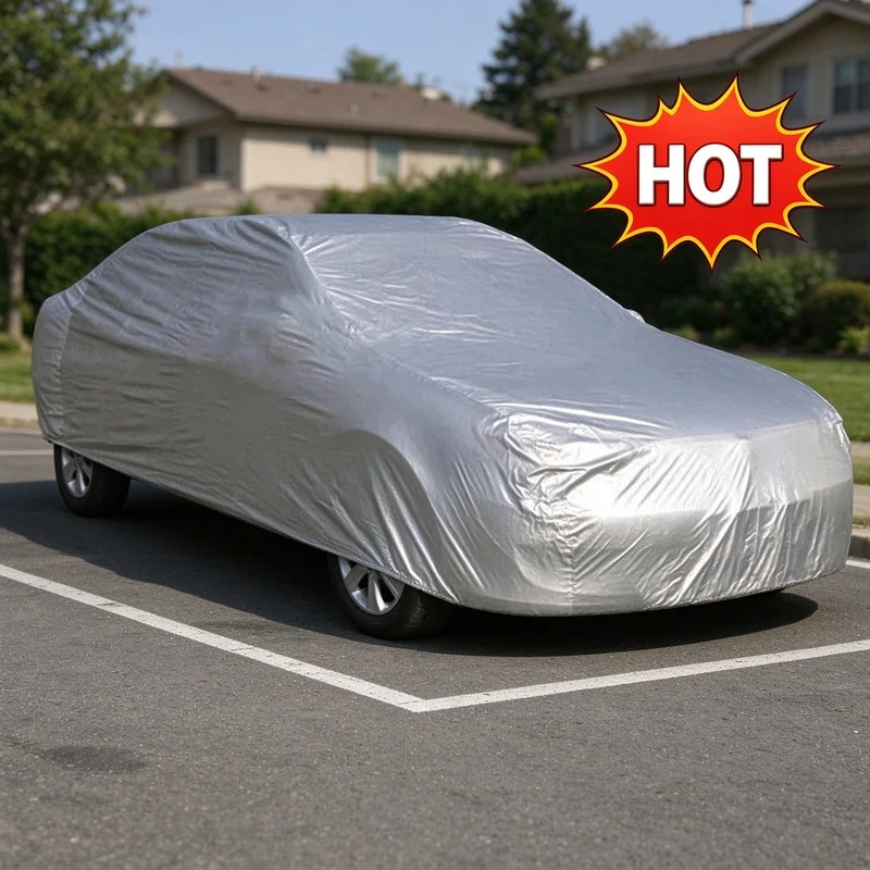 All Season Outdoor Full Vehicle Cover, Universal Waterproof Anti-UV Dust & Scratch Resistant Car Protective Cover