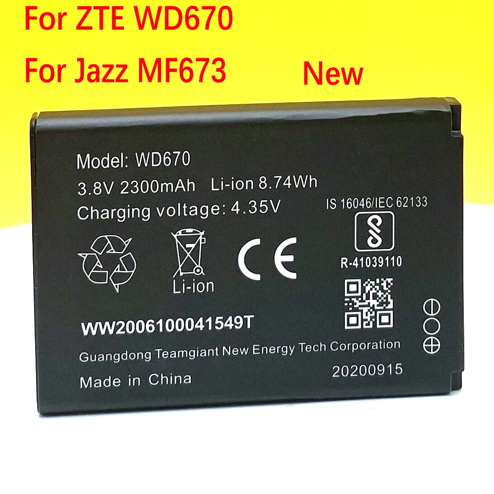 

WD670 New 2300mAh 8.74Wh Li-ion Battery For ZTE Jazz MF673 DC009 Super Mobile Phone With Tracking Number