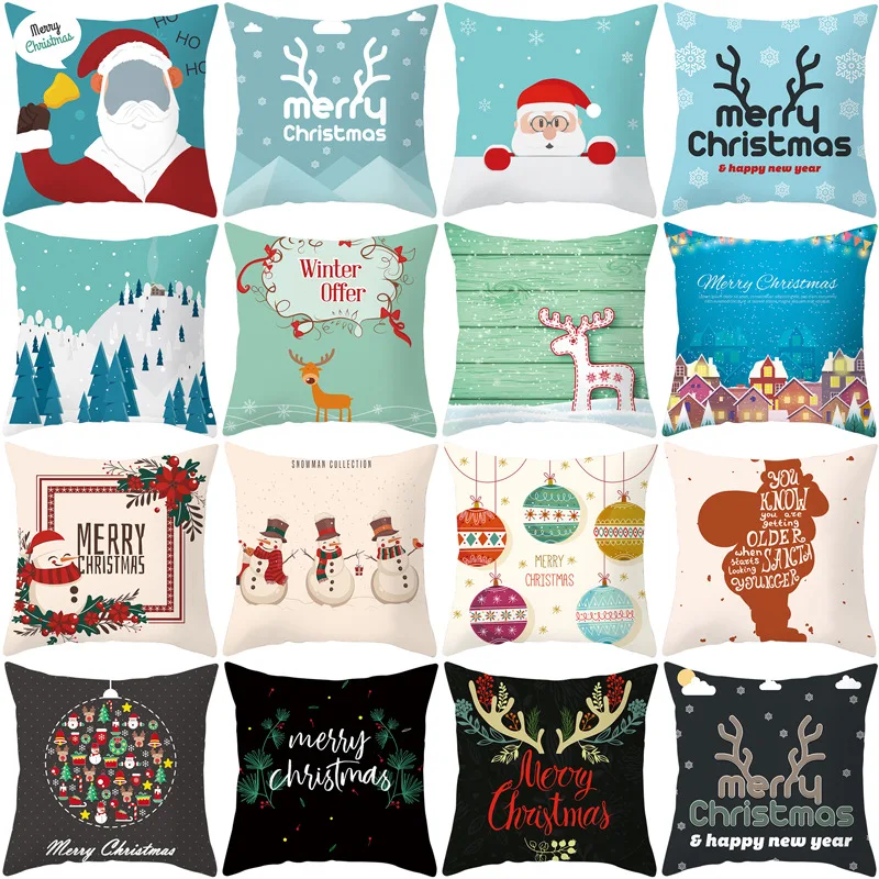 Christmas New Pillowcases with Cartoon Prints for Sofa Cushion Covers and  Exclusively For