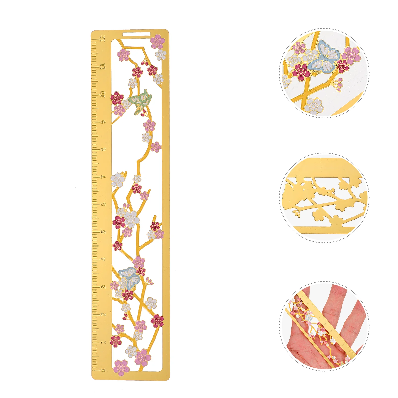 

Brass Bookmark Ruler Page Marker Reading with Colorful Vintage Planner Bookmarks