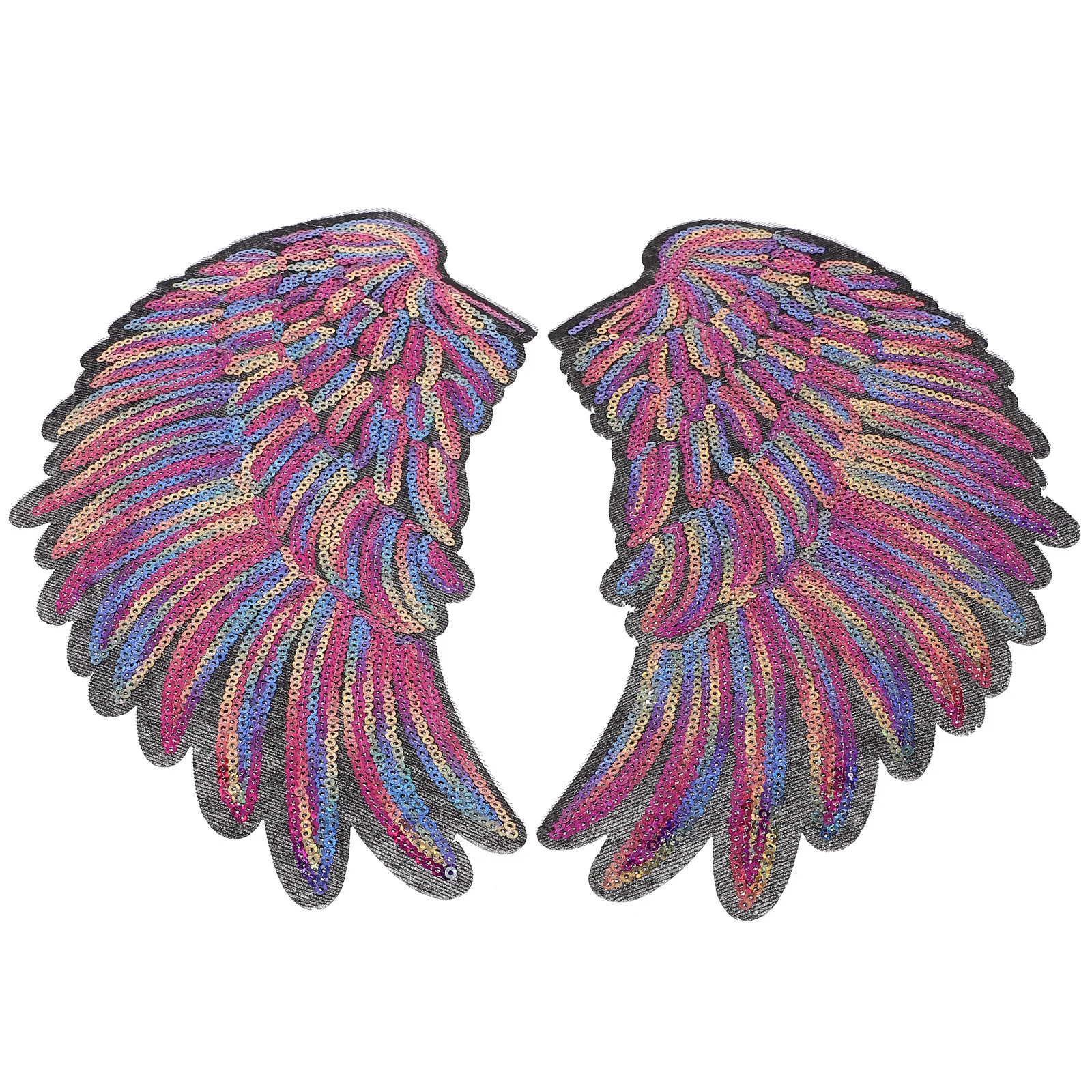 

Bead Wing Cloth Patch Black Sequin Patches Clothing Angel Sew Accessories Applique Wings Embroidered Fashion Clothes Patches