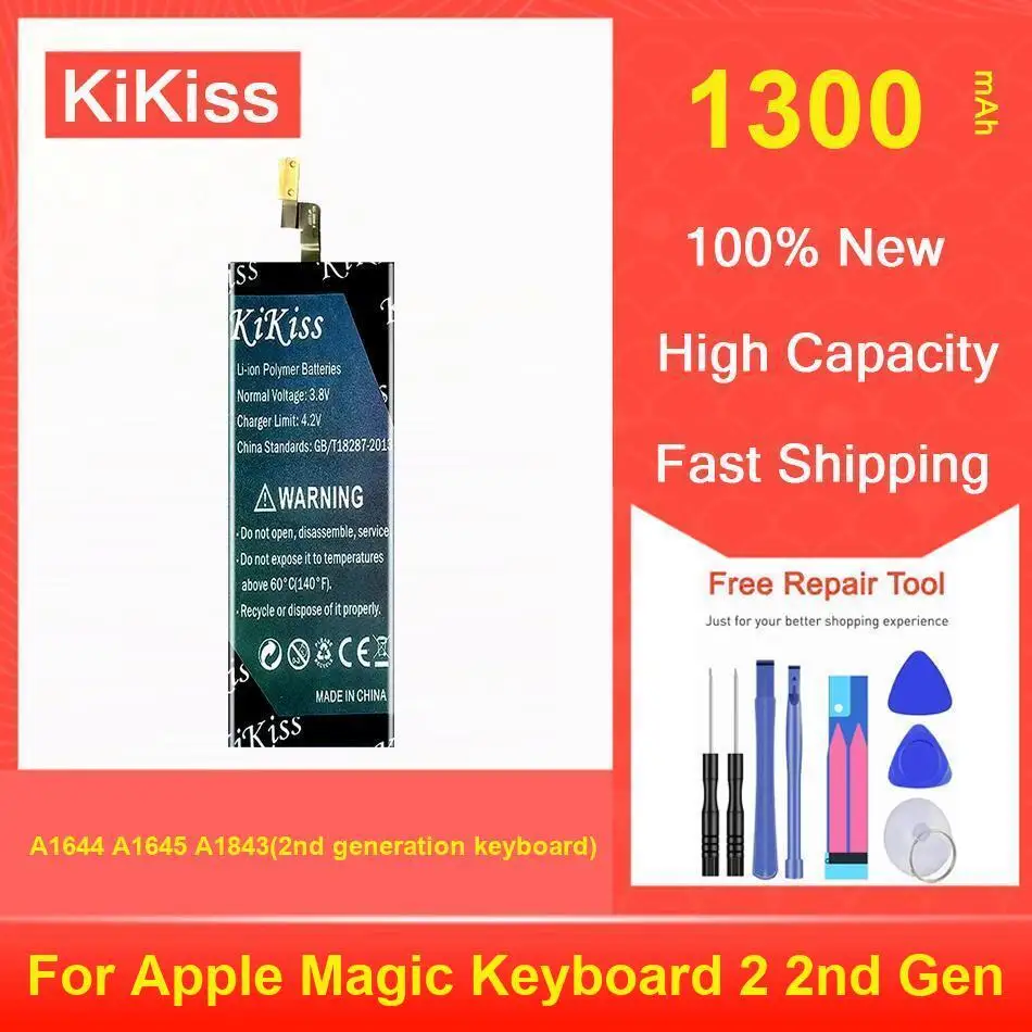 

Kikiss Battery 1300Mah A1644 A1645 A1843(2Nd Generation Keyboard) For Apple Magic Keyboard 2 2Nd Gen