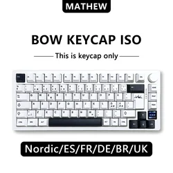 Minimalist White BOW Nordic Keycaps Cherry Profile DIY Set for Mechanical Keyboard ISO Layout Key Caps