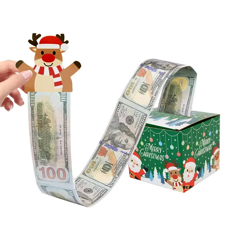 Christmas Surprise Box With Santa Claus Reindeer New Year Navidad Gift Packaging Box Christmas Event Party Supplies