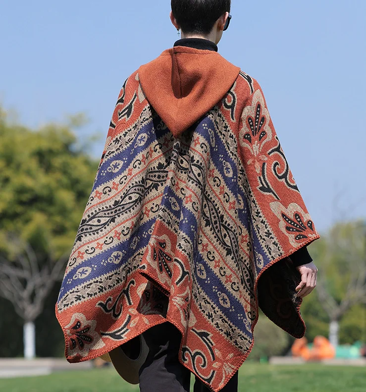 سميكة الرجال شال ملابس السفر الدافئة النمط التبتي شمال غرب الصحراء معطف العرقية الرياح الكتف التفاف ملابس خارجية P2 #3