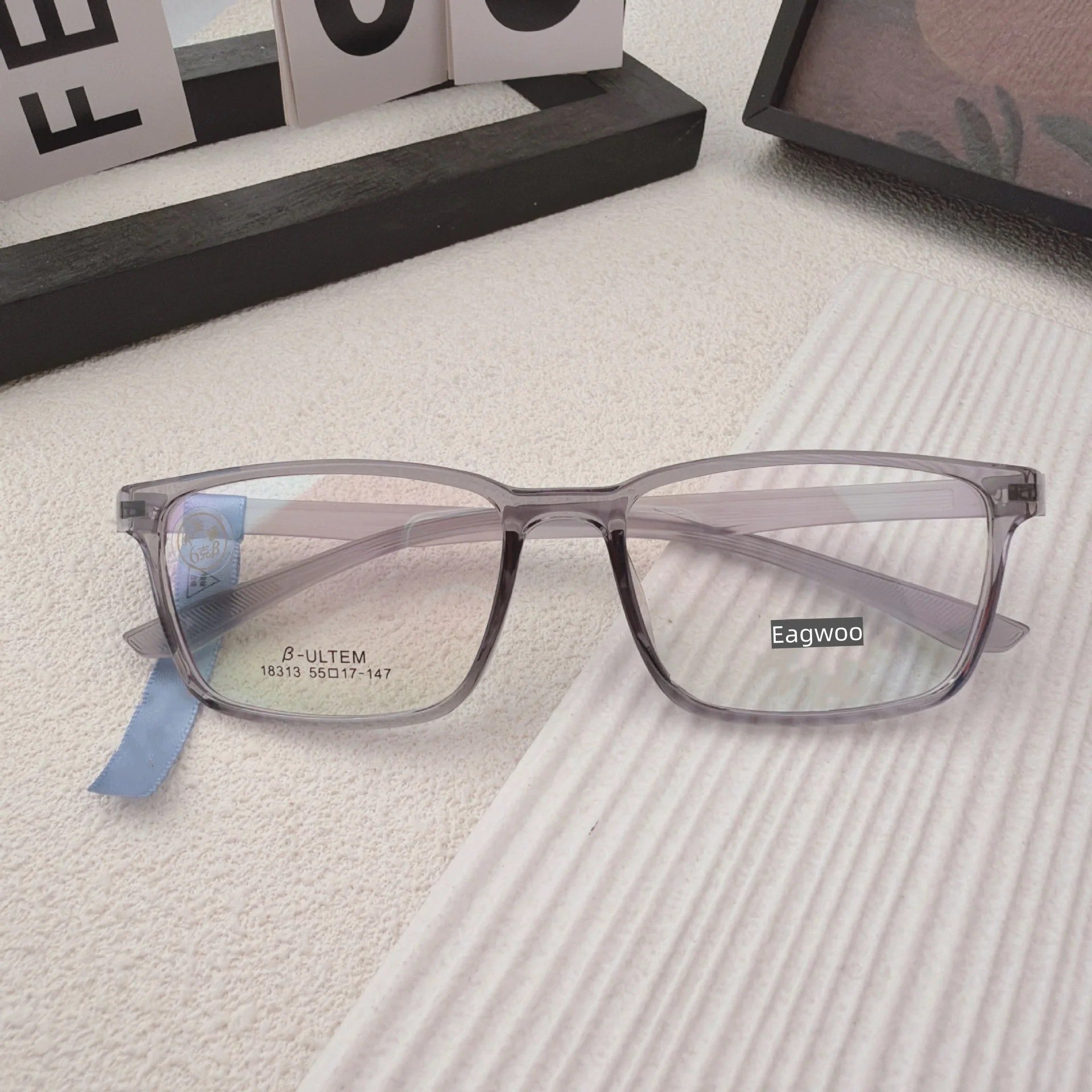 

EAGWOO TR Eyeglasses Super Light Detachable Temple No Screw Medium To Wide Face Use 55mm Wide Long Temple 147mm
