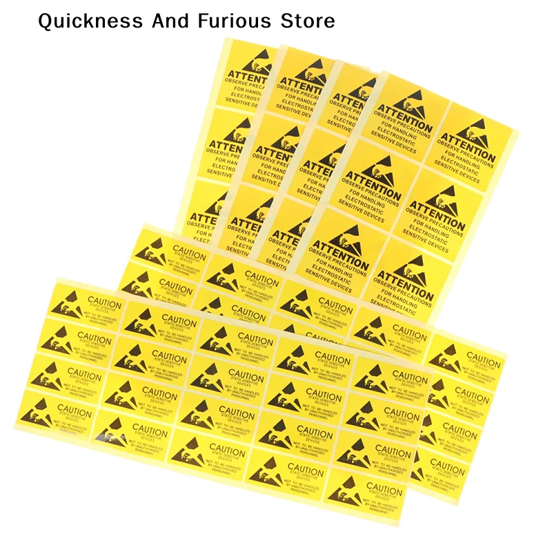 【TO】40Pcs Attention Caution Sticky Sticker Adhesive Warning Label Reminder For ESD Static Sensitive Device Electronic Components