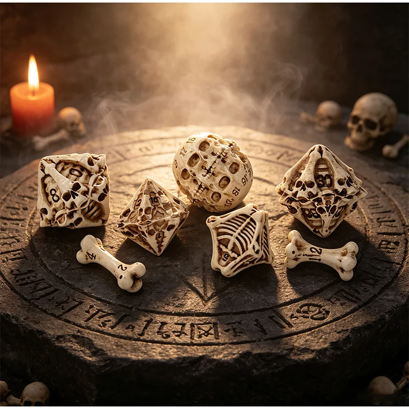 7 Multi Sided Skeleton Dice Set Resin Set Dice Creative Board Game Dice Desktop Role Playing Game Party Board Game Home Decor