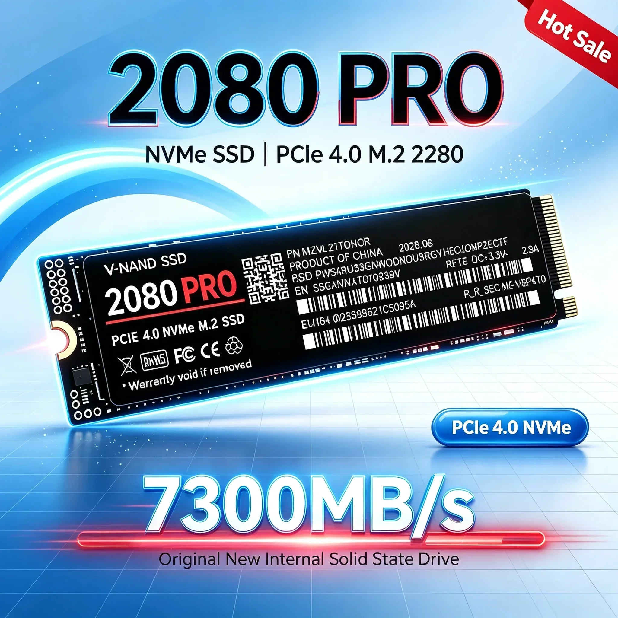 7300MBs 2080 PRO M.2 2280 NVMe SSD PCIe Gen4.0 X4 TLC 3D NAND 500GB to 4TB Internal Gaming Drive for PS5 PC Low Power