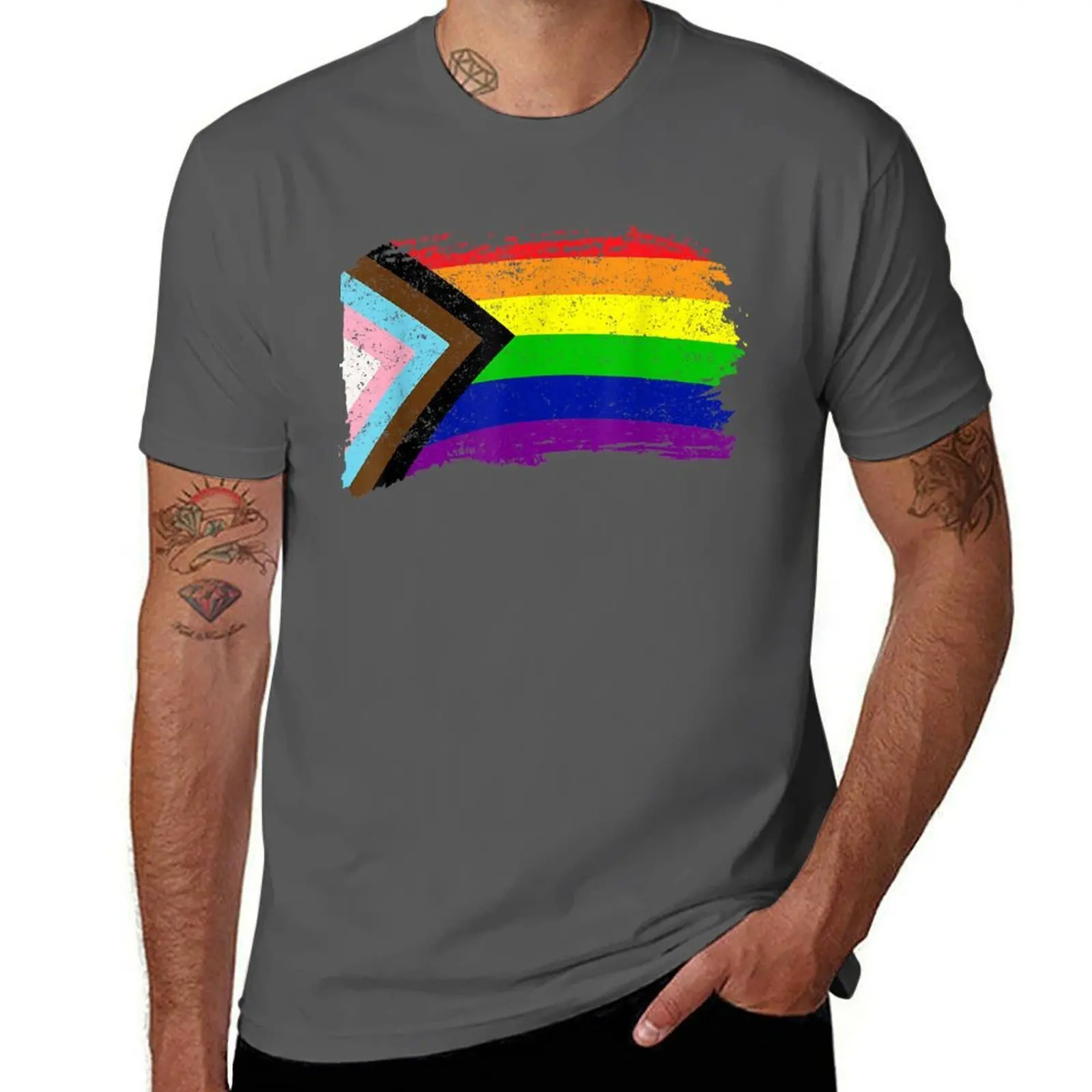 

Inclusive Progress Pride Flag Gay Pride LGBTQ Rainbow Flag T-Shirt Lightweight Hiking T-Shirt