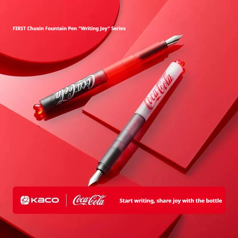 KACO x Coca-Cola First Fountain Pen Set,EF Nib Smooth Writing&Leak-Proof Ink For Student,Kids Beginner Calligraphy Practice Gift