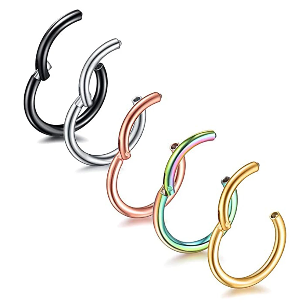 1 PC Colored 316L Stainless Steel Nose Ring 16G Clickr Septum Rings Tragus Cartilage Helix Lip Piercing Jewelry 6/8/10MM